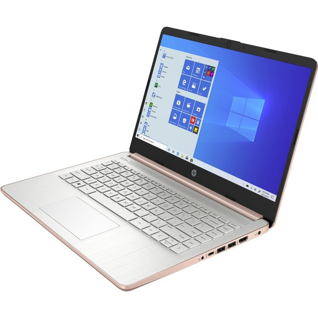 HP 14-dq0000 14-dq0030nr 14" Notebook - HD - 1366 x 768 - Intel Celeron N4020 Dual-core (2 Core) 1.10 GHz - 4 GB Total RAM - 64 GB Flash Memory - Pale Rose Gold, Natural Silver