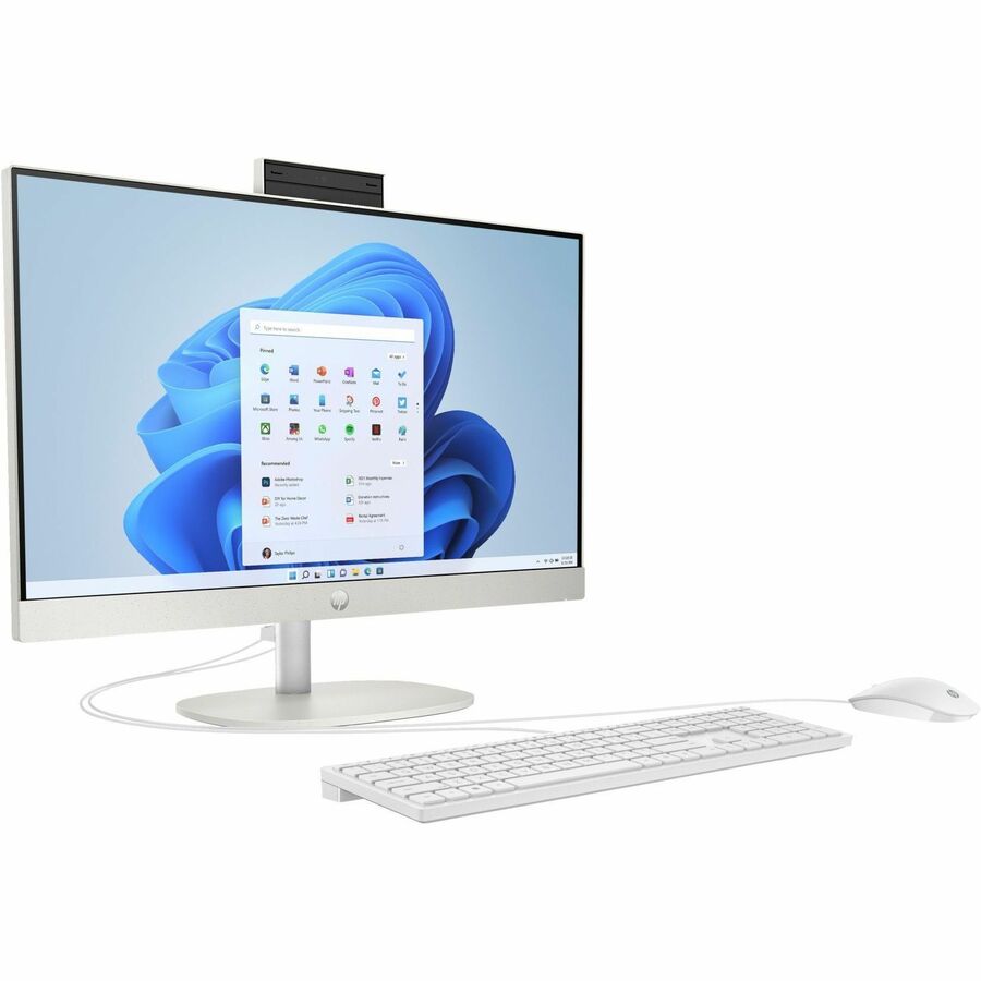 HP 24-cr0000 24-cr0220 All-in-One Computer - AMD Ryzen 3 7320U - 8 GB - 256 GB SSD - 23.8" Full HD Touchscreen - Desktop - Shell White