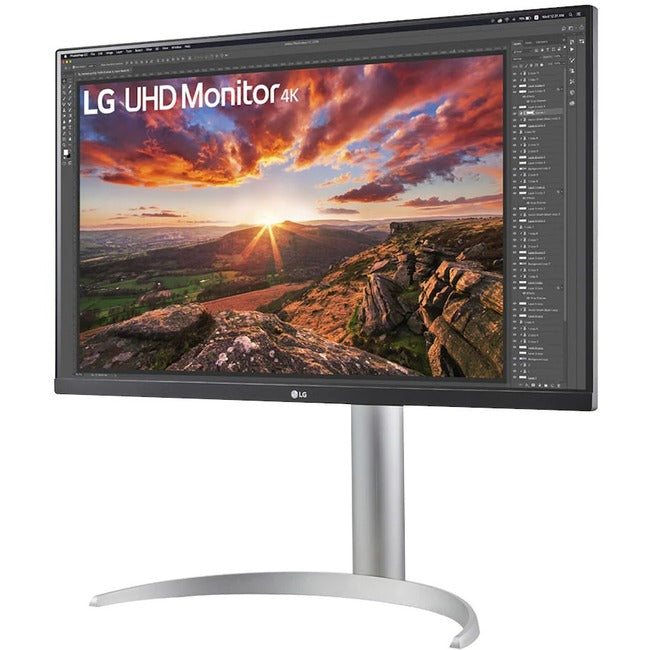 LG 27BP85UN-W 27" 4K UHD Edge LED Gaming LCD Monitor - 16:9 - Silver, Black, White