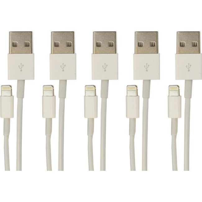VisionTek Lightning to USB White 1 Meter Cable - 5 Pack