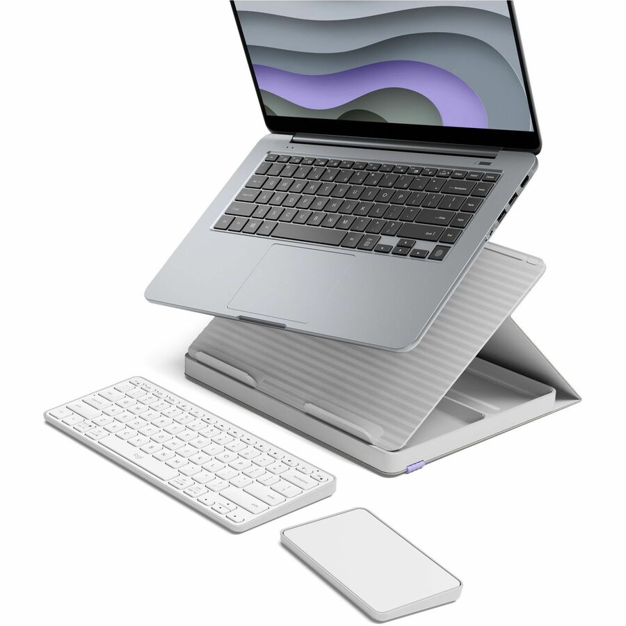 Logitech Casa Pop-Up Desk Work From Home Kit with Laptop Stand, Wireless Keyboard & Touchpad, Bluetooth, USB C Charging, for Laptop/MacBook (10" to 17") - Windows, macOS, ChromeOS, Nordic Calm (Sand/Off-white)