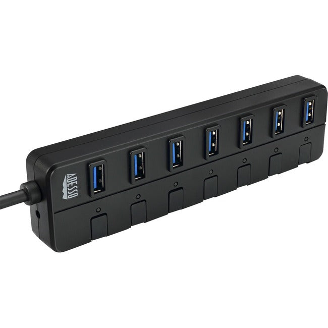 Adesso AUH-3070P - 7-Port USB 3.0 Hub with Individual Power Switch & Power Adapter