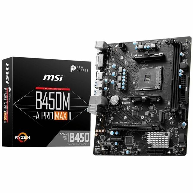 MSI B450M-A PRO MAX II Gaming Desktop Motherboard - AMD B450 Chipset - Socket AM4 - Micro ATX