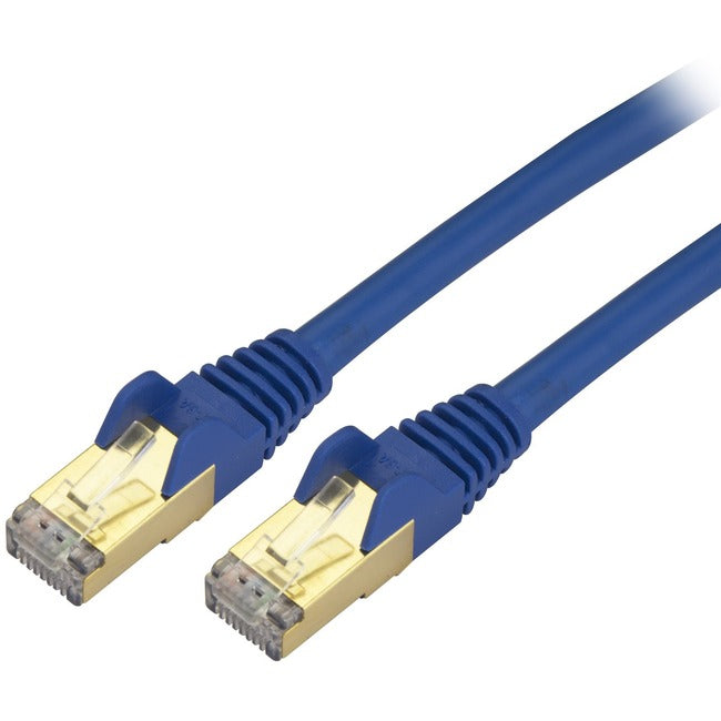 StarTech.com 12ft CAT6a Ethernet Cable - 10 Gigabit Category 6a Shielded Snagless 100W PoE Patch Cord - 10GbE Blue UL Certified Wiring-TIA