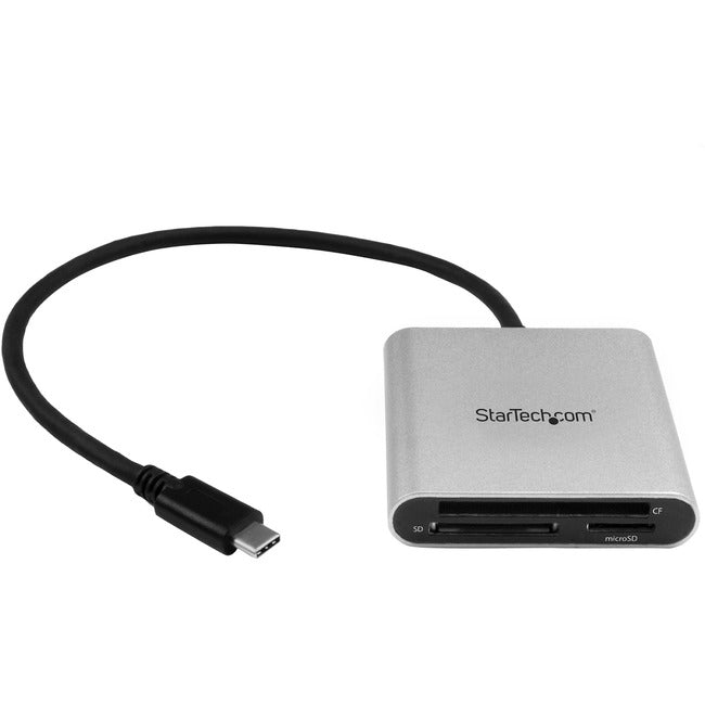 StarTech.com USB 3.0 Flash Memory Multi-Card Reader - Writer with USB-C - SD microSD and CompactFlash Card Reader w- Integrated USB-C Cable