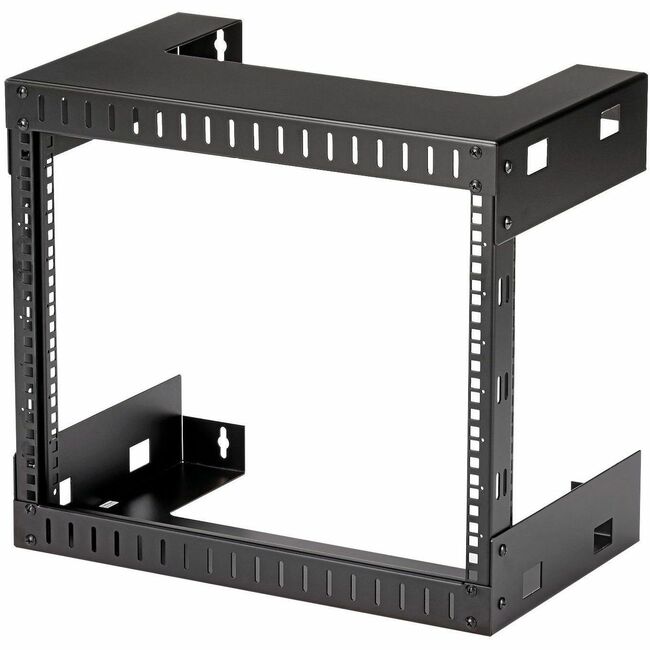 StarTech.com 8U 19" Wall Mount Network Rack, 12" Deep 2 Post Open Frame Server Room Rack for Data-AV-IT-Computer Equipment-Patch Panel with Cage Nuts & Screws 135lb Weight Capacity, Black