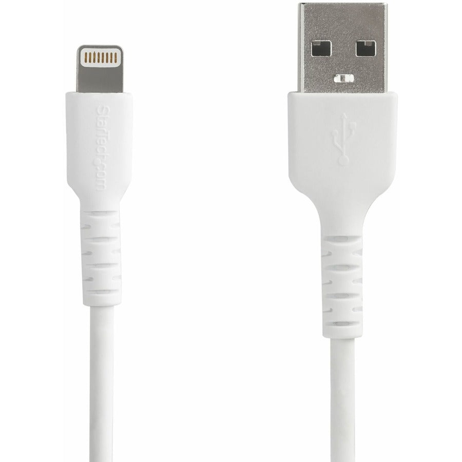 StarTech.com 6 foot/2m Durable White USB-A to Lightning Cable, Rugged Heavy Duty Charging/Sync Cable for Apple iPhone/iPad MFi Certified