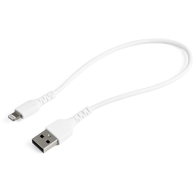 StarTech.com 12inch-30cm Durable White USB-A to Lightning Cable, Rugged Heavy Duty Charging-Sync Cable for Apple iPhone-iPad MFi Certified
