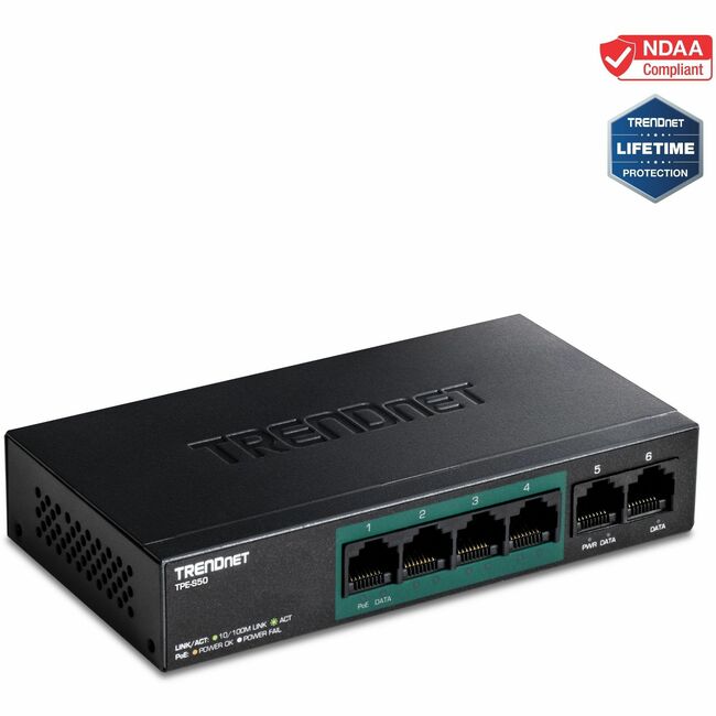 TRENDnet 6-Port Fast Ethernet PoE+ Switch