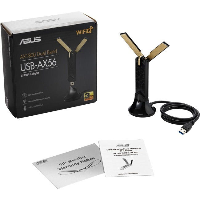 Asus USB-AX56 IEEE 802.11ax Dual Band Wi-Fi Adapter for Computer-Notebook