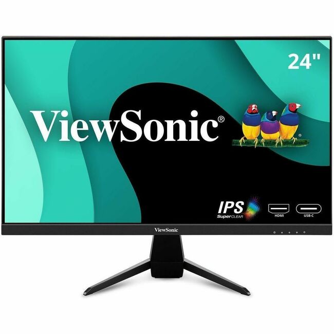 ViewSonic VX2467U 24 Inch 1080p Gaming Monitor with 65W USB C, Ultra-Thin Bezels, HDMI, and VGA input