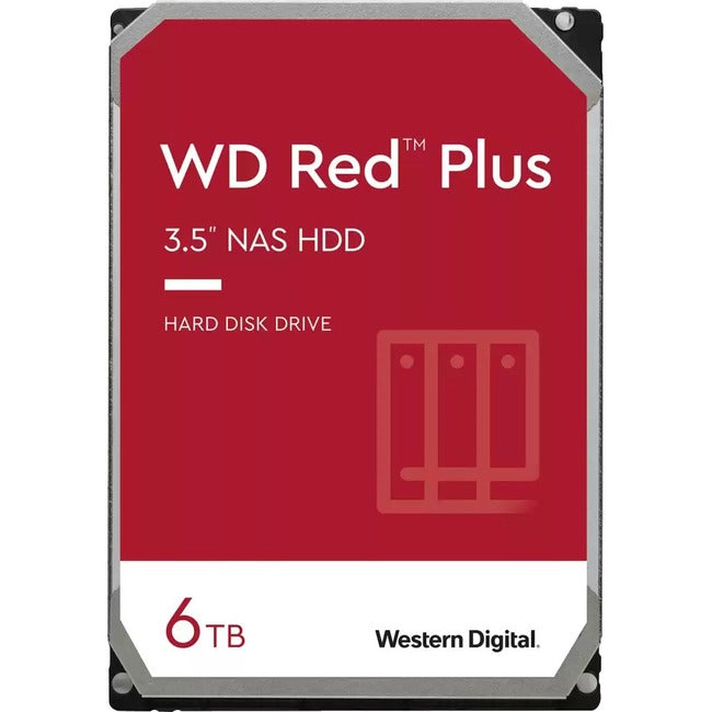 WD Red Plus WD60EFPX 6 TB Hard Drive - 3.5" Internal - SATA (SATA-600) - Conventional Magnetic Recording (CMR) Method