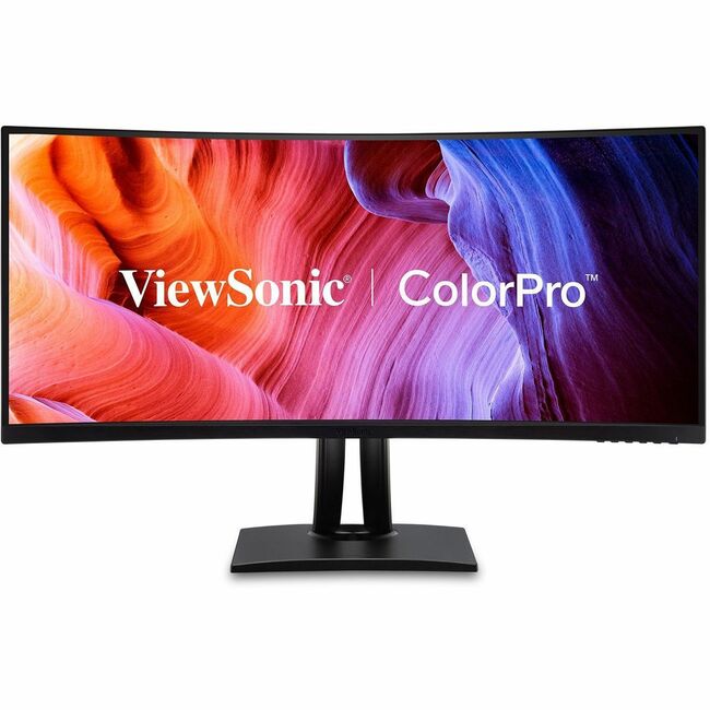 ViewSonic ColorPro VP3456a - 34" 21:9 Curved UWQHD Monitor with 75Hz, FreeSync, 100W USB C, RJ45, sRGB - 400 cd/m²